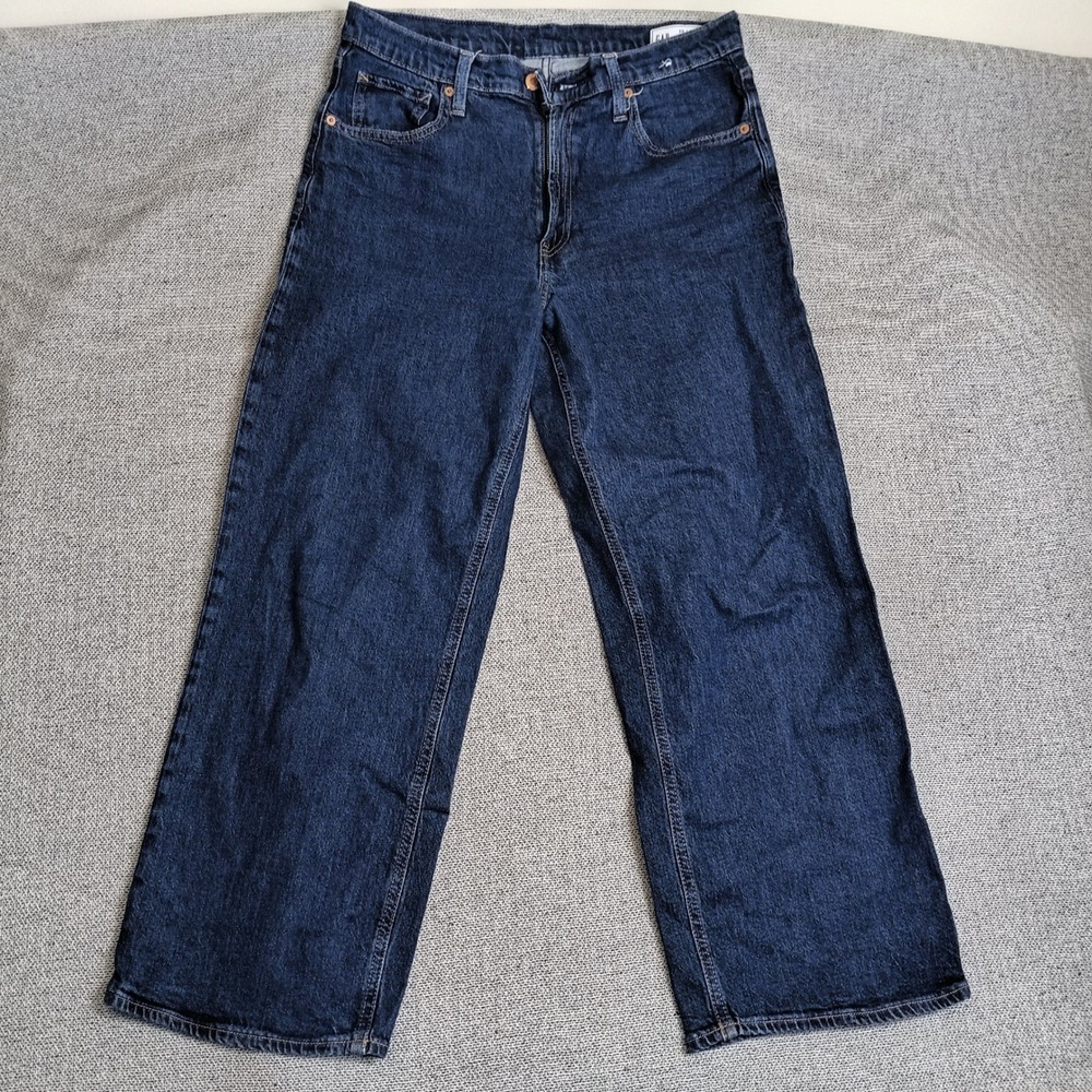 Gap 90s Loose High Rise Jeans Womens 30 10P Blue Excellent Wide Leg Petite